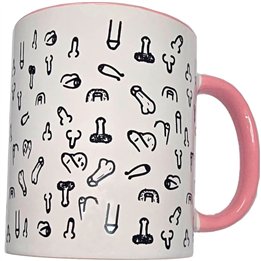 DIABLO PICANTE - WHITE PENIS MUG WITH PINK HANDLE 370 M - D-244774 - Teknashop Ltd