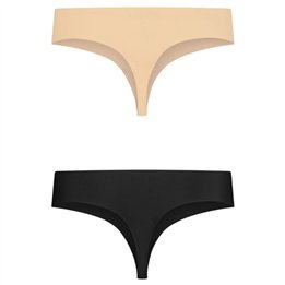 BYE-BRA - INVISIBLE THONG 2 PACK BEIGE & BLACK SIZE M - D-245503 - Teknashop Ltd