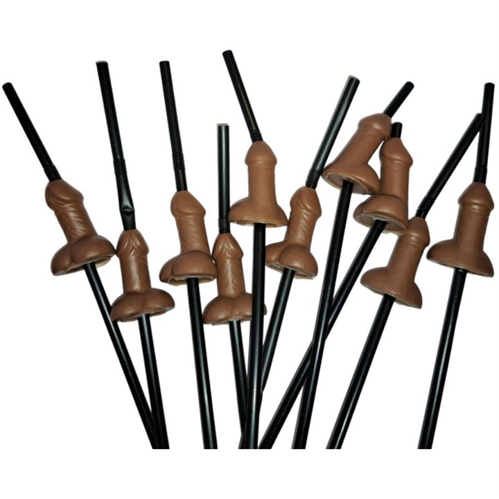 DIABLO PICANTE - BAG OF 10 NATURAL BIG PENIS STRAWS - D-236710 - Teknashop Ltd