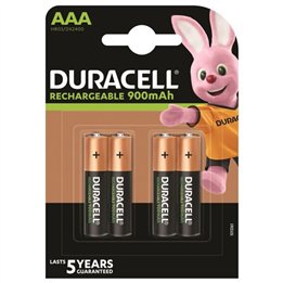 DURACELL - RECHARGEABLE BATTERY HR03 AAA 900mAh 4 UNIT - D-230452 - Teknashop Ltd