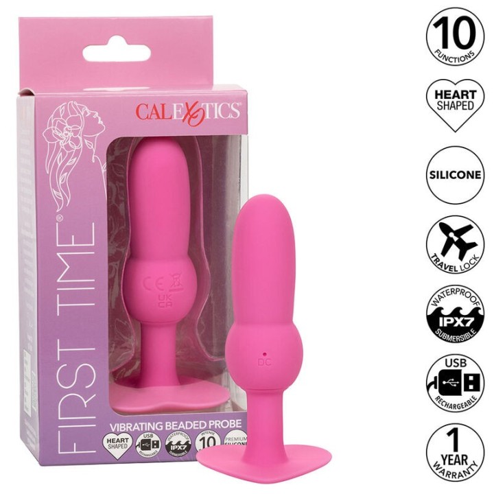 CALEXOTICS - FIRST TIME ANAL PLUG BEADED PROBE 10 VIBRATIONS PINK - D-241414 - Teknashop Ltd