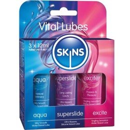 SKINS - VITAL LUBES KIT AQUA, SUPERSLIDE & EXCITE LUBRICANTS 3 x 12 ML - D-244883 - Teknashop Ltd