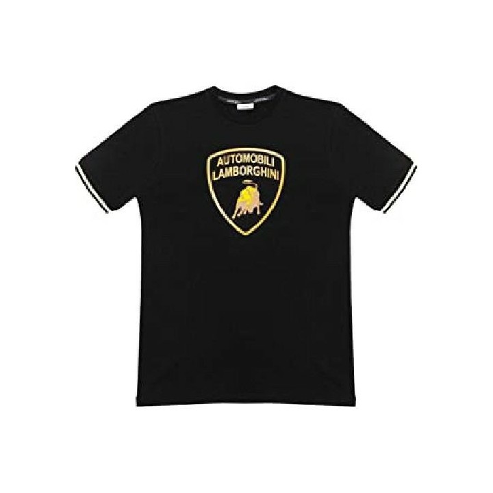 LAMBORGHINI SIZE M MENS3D GOLD LOGO T-SHIRT BLACK - LCSWB7S2-100-M - Teknashop Ltd