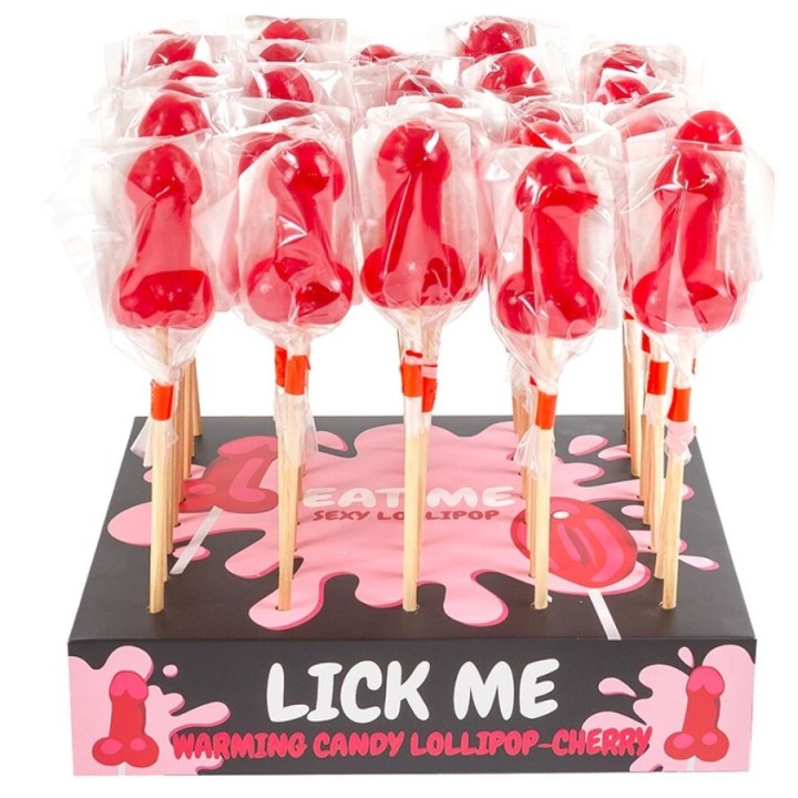 SECRETPLAY - CHERRY CANDY PENIS LOLLIPOP DISPLAY WITH SPICY HEAT EFFECT (40 UNITS) - D-244010 - Teknashop Ltd