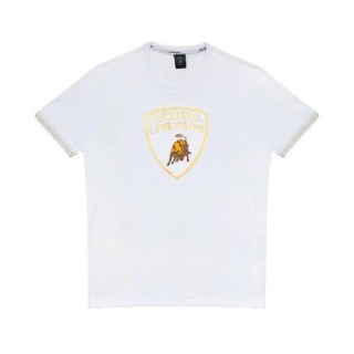 LAMBORGHINI SIZE L MENS3D GOLD LOGO T-SHIRT WHITE - LCSWB7S2-200-L - Teknashop Ltd