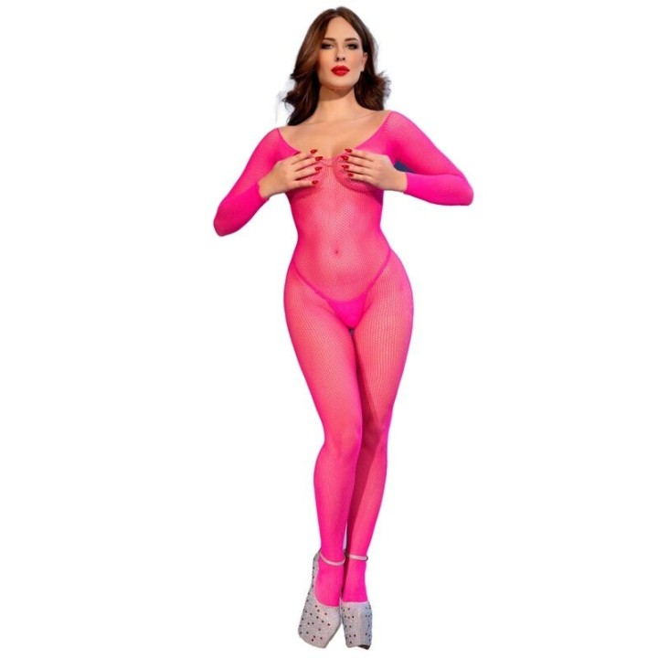 CHILIROSE - CR 4894 NEON PINK MESH BODYSTOCKING S/M - D-245936 - Teknashop Ltd