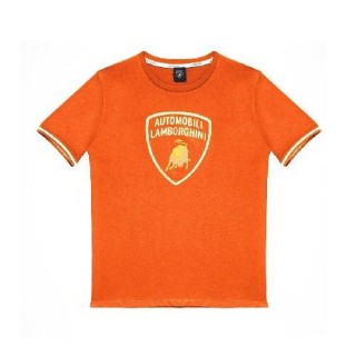 LAMBORGHINI SIZE M MENS3D GOLD LOGO T-SHIRT ORANGE - LCSWB7S2-450-M - Teknashop Ltd