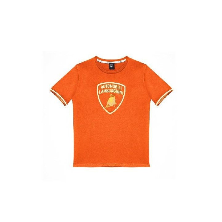 LAMBORGHINI SIZE M MENS3D GOLD LOGO T-SHIRT ORANGE - LCSWB7S2-450-M - Teknashop Ltd