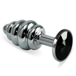 Spiral Butt Plug Rosebud with Black Jewel - LO-RO-SSR-R - Teknashop Ltd