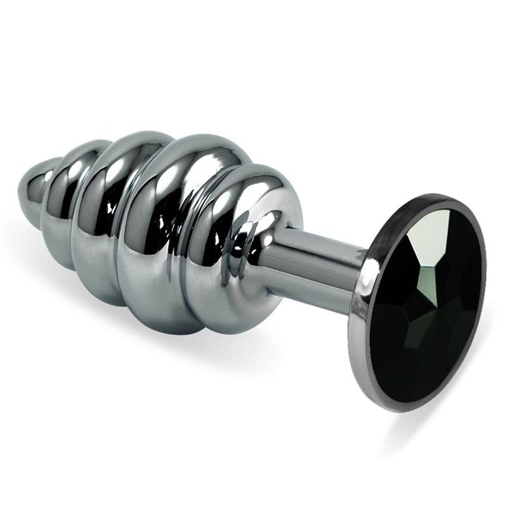 Spiral Butt Plug Rosebud with Black Jewel - LO-RO-SSR-R - Teknashop Ltd