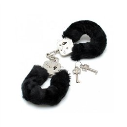 Police cuffs with Black Fur-Adjustable - R8001 - Teknashop Ltd