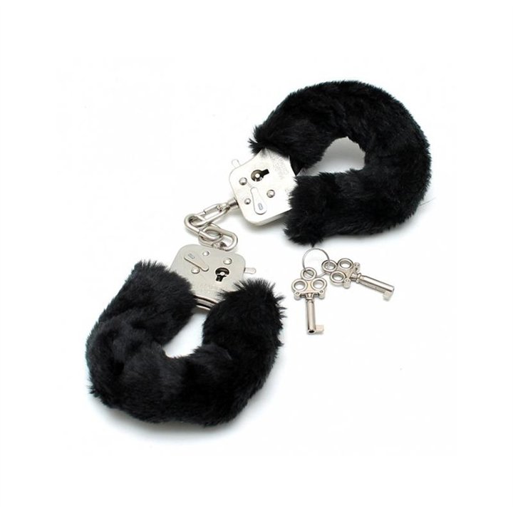 Police cuffs with Black Fur-Adjustable - R8001 - Teknashop Ltd