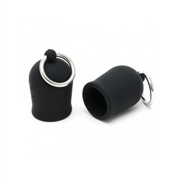 Nippe Suckers with Ring Silicone Black - R8098 - Teknashop Ltd
