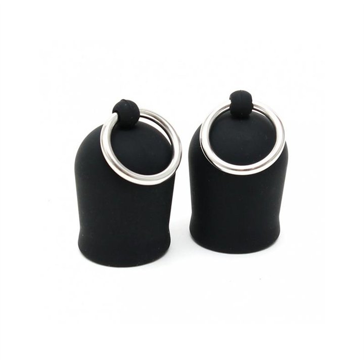 Nippe Suckers with Ring Silicone Black - R8098 - Teknashop Ltd