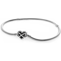 PANDORA Mod. MOMENTS SPARKLING INFINITY HEART CLASP SNAKE CHAIN BRACELET - WW.592645C01-17 - Teknashop Ltd