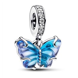 PANDORA Mod. BLUE MURANO GLASS BUTTERFLY DANGLE CHARM - WW.792698C01 - Teknashop Ltd