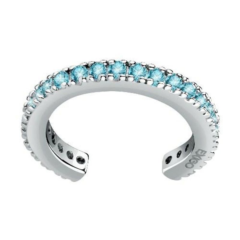 LA PETITE STORY EAR CUFF EARRING SS+ACQUAMARINE CZ