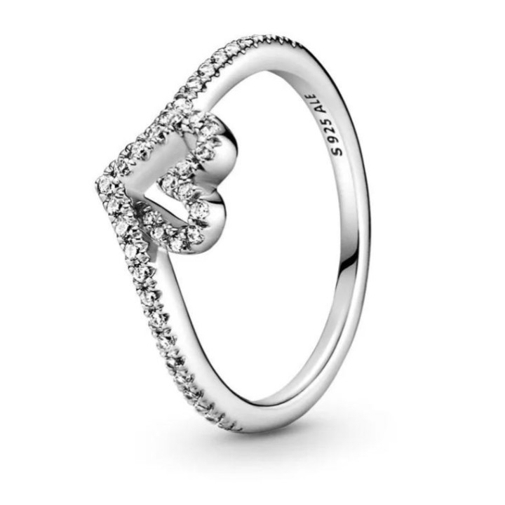 PANDORA JEWELRY Mod. SPARKLING WISHBONE HEART RING - WW.199302C01-54 - Teknashop Ltd