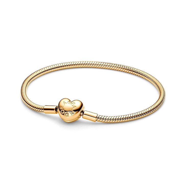 PANDORA JEWELRY Mod. MOMENTS HEART CLASP SNAKE CHAIN BRACELET - WW.563050C00-19 - Teknashop Ltd