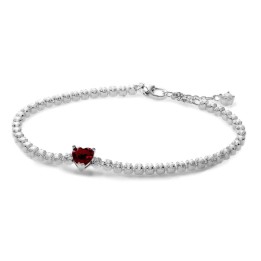 PANDORA JEWELRY Mod. RED SPARKLING HEART TENNIS BRACELET - WW.590041C02-18 - Teknashop Ltd