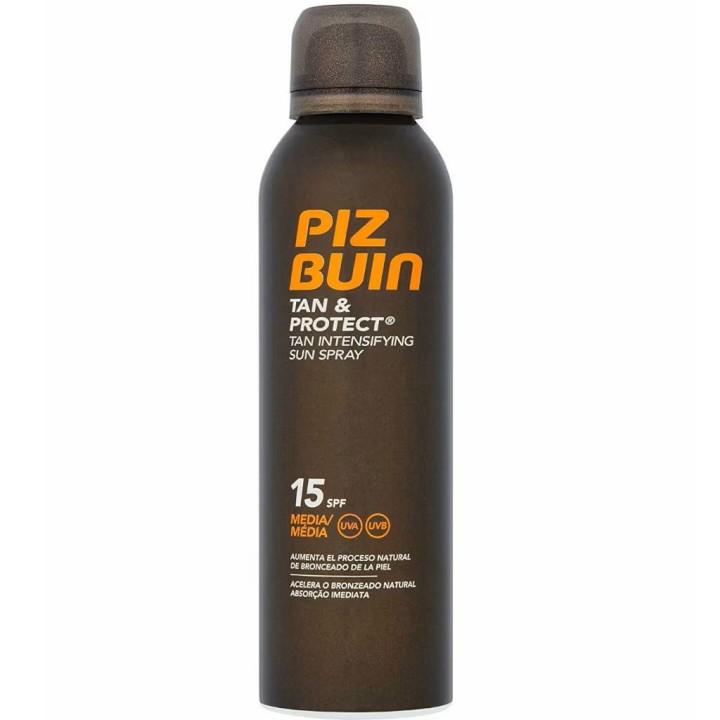 Piz Buin, Tan & Protect, Accelerates Natural Tanning, Sunscreen Spray, SPF 15, UVA/UVB protection, 150 ml - Teknashop Ltd