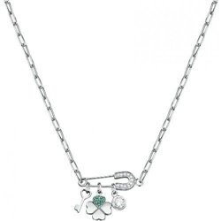 LA PETITE STORY NECKL.SAFETY PIN SS+4LEAF CLOVER WITH CZ