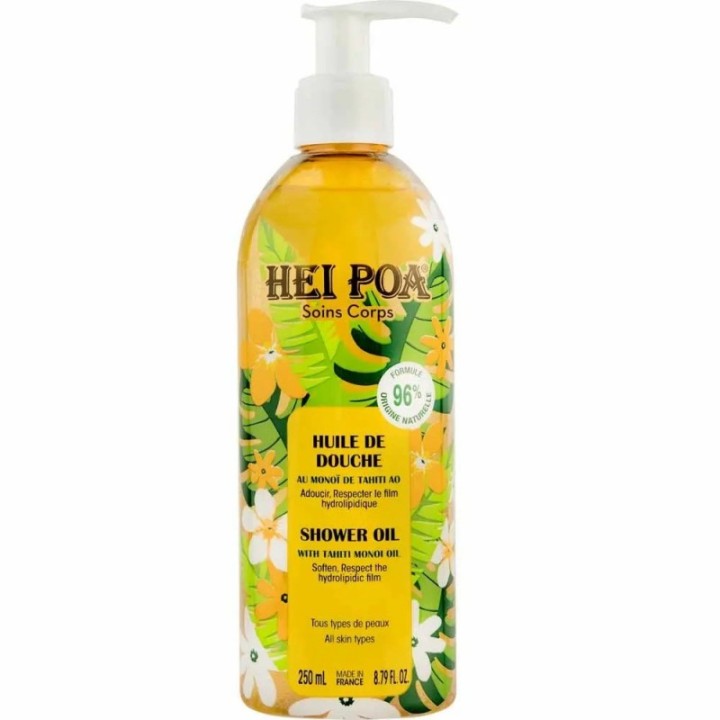 Hei Poa, Monoi De Tahiti, Softening, Shower Oil, For All Skin Types, 250 ml - Teknashop Ltd