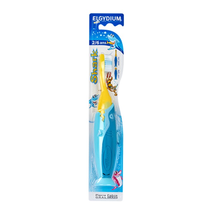 Elgydium, Kids Shark, Toothbrush, Blue - Teknashop Ltd