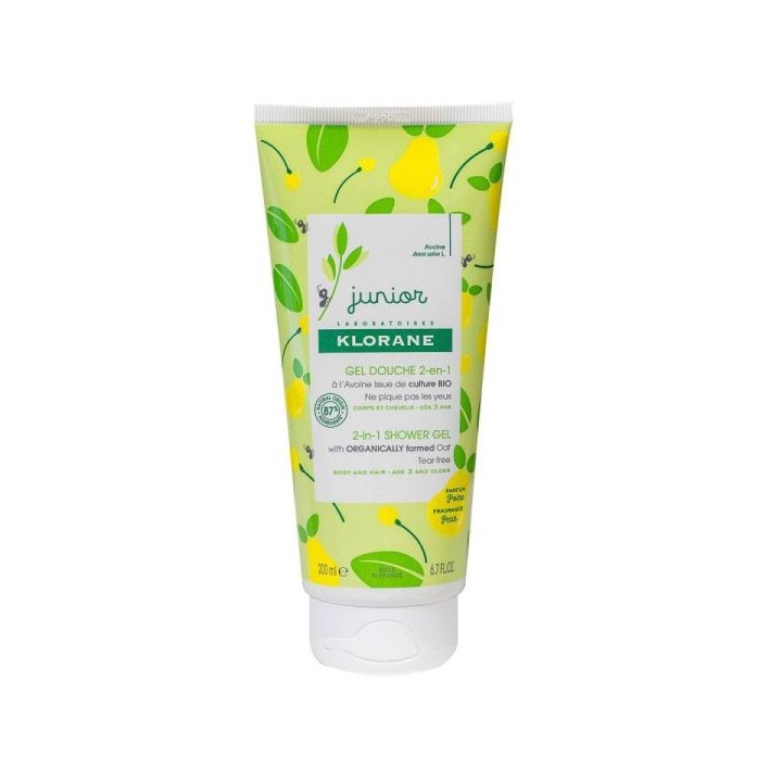 Klorane, Junior, Pear, Shower Gel & Shampoo 2-In-1, Oat, 200 ml - Teknashop Ltd