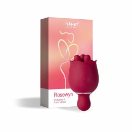 Honey Play Box, Rosewyn, Vibrator & Pinpoint Stimulator 2-In-1, 9 Rotating Modes & Finger Pinching Stimulation, Rose, USB Rechar