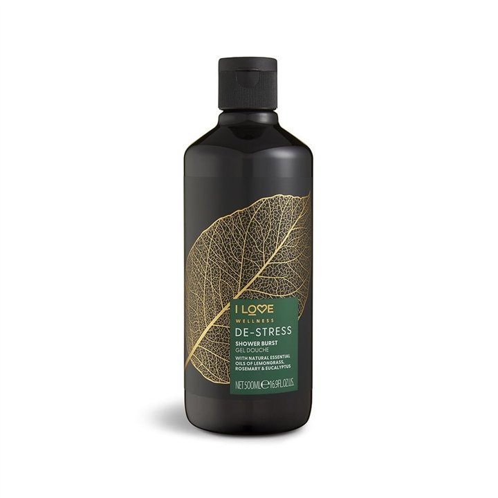 I Love, Wellness De-Stress, Vegan, Rosemary, Eucalyptus & Lemongrass, Cleansing, Shower Gel, For All Skin Types, 500 ml - Teknas