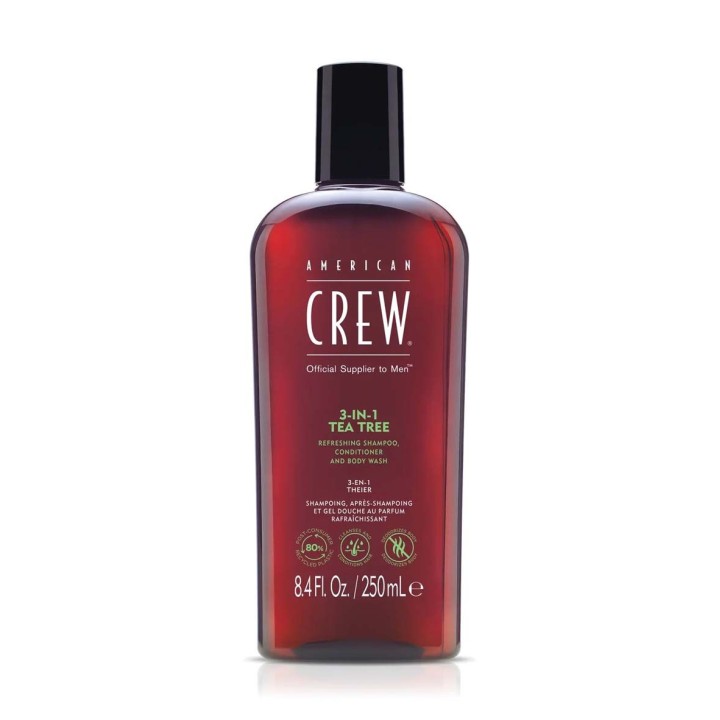 American Crew Tea Tree 3 In 1 Shampoo, Conditioner and Body Wash 100ml - unisex - Teknashop Ltd