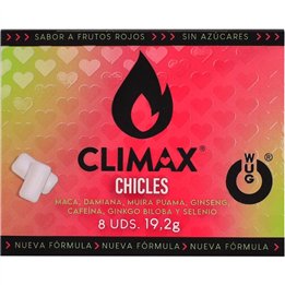 WUG Climax - Functional chewing gum with Maca, Damiana and Ginseng to enhance desire and intimate vitality. BLISTER 8 UNITS - D-