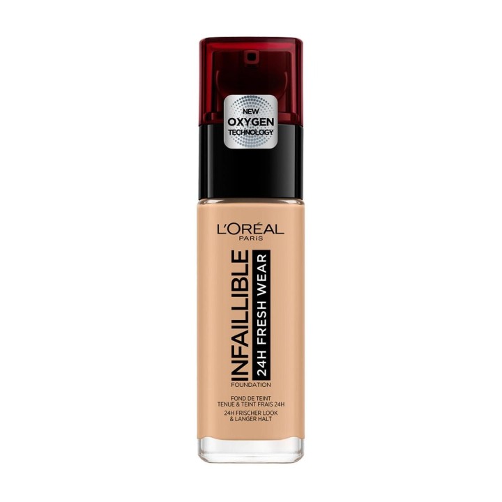 L'Oreal Paris, Infaillible 24h Fresh Wear, All-Day Wear, Liquid Foundation, 300, Amber, SPF 25, 30 ml - Teknashop Ltd