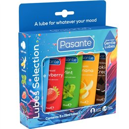 PASANTE - PACK ASSORTED FLAVOR LUBRICANTS 5 UNITS X 15 ML - D-244655 - Teknashop Ltd