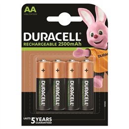 DURACELL - RECHARGEABLE BATTERY HR6 AA 2500mAh 4 UNIT - D-230392 - Teknashop Ltd