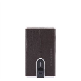 Piquadro, Black Square, Leather Card Holder, Square Sliding System, PP4825B3R-TM, Brown, For Men - Teknashop Ltd