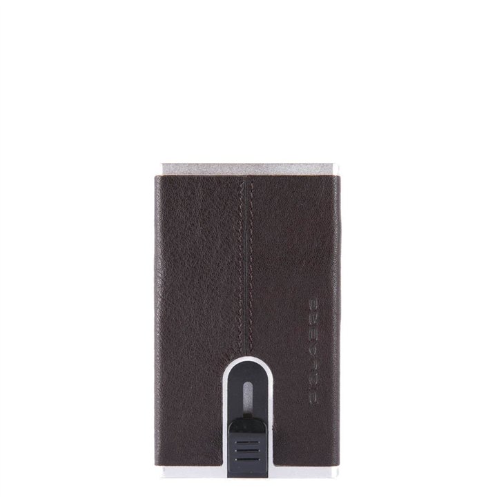 Piquadro, Black Square, Leather Card Holder, Square Sliding System, PP4825B3R-TM, Brown, For Men - Teknashop Ltd