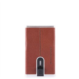 Piquadro, Black Square, Leather Card Holder, Square Sliding System with Money Clip, PP4825B3R-CU, Brown, For Men - Teknashop Ltd