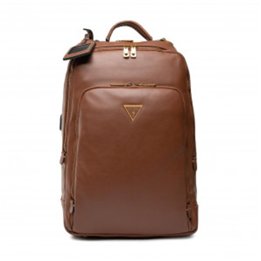 Guess, Scala, Synthetic Leather, Textile Backpack, Brown, For Men, 27.5 x 42.5 x 13 cm - Teknashop Ltd