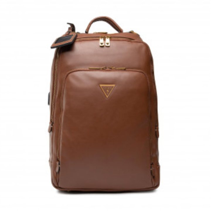 Guess, Scala, Synthetic Leather, Textile Backpack, Brown, For Men, 27.5 x 42.5 x 13 cm - Teknashop Ltd