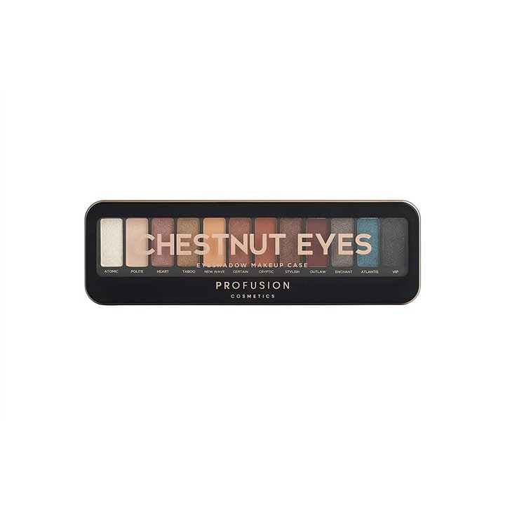 Profusion Cosmetics, Chestnut Eyes, Eyeshadow Palette, 12 Shades, 25 g - Teknashop Ltd