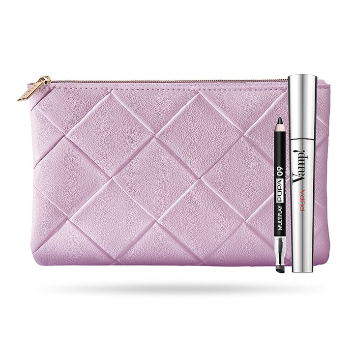 Set Pupa: Vamp!, Paraben-Free, Extra Volume, Mascara, 100, Black, 9 ml + Multiplay, Double-Ended, Eyeshadow & Kajal Eyeliner 2-I