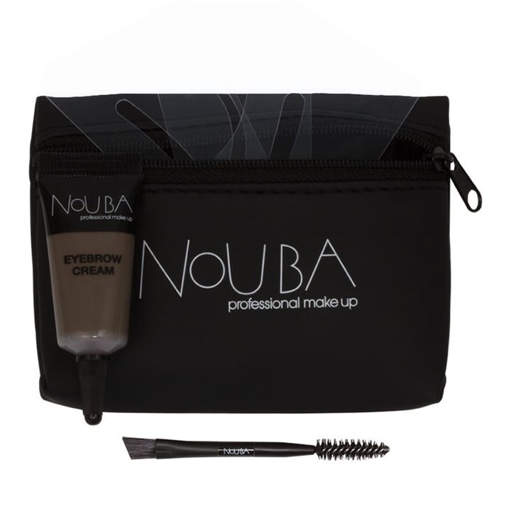 20 Set Nouba: Nouba, Eyebrow Brush + Nouba, Eyebrow Gel, 7 ml + Textile Makeup Bag, Black - Teknashop Ltd