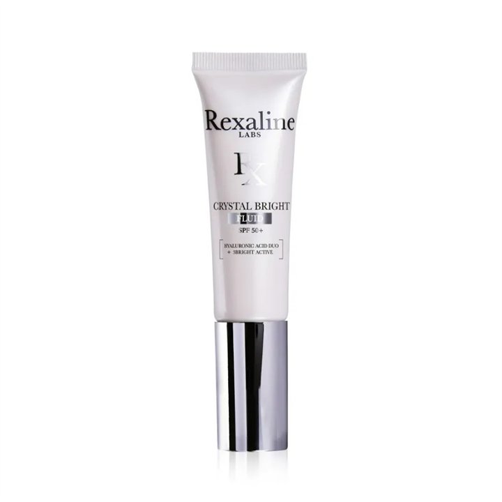 Rexaline, Crystal Bright, Hyaluronic Acid + 3 Bright Active, Illuminating, Fluid, For Face, SPF 50+, 30 ml - Teknashop Ltd