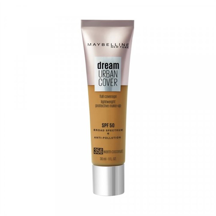 Maybelline, Dream Urban Cover, Full Cover, Cream Foundation, 356, Warm Coconut, SPF 50, 30 ml - Teknashop Ltd