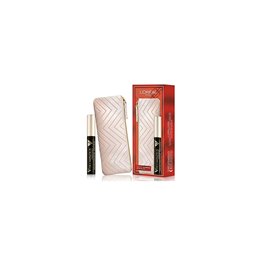 Set L'Oreal Paris: Textile Makeup Bag, Cream + Voluminous X5, Volumizing, Mascara, Extra Black, 7.5 ml - Teknashop Ltd