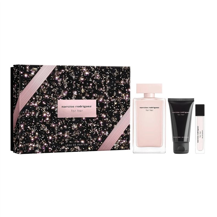 Set Narciso Rodriguez: For Her, Eau De Parfum, For Women, 100 ml + For Her, Hydrating, Body Lotion, 50 ml + For Her, Eau De Parf