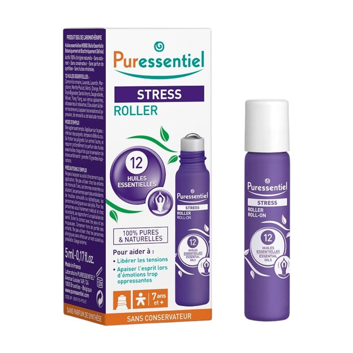 Puressentiel, Stress, Essential Oils, For Stress Relief, Roll-On Body Oil, For Head, 5 ml - Teknashop Ltd