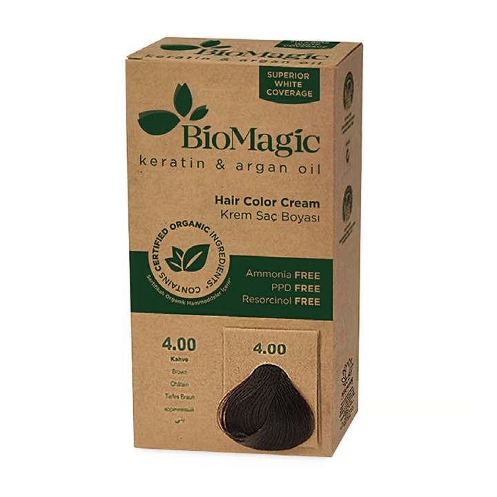 Biomagic, Biomagic, Permanent Hair Dye, 4/00 4 Medium Brown, 250 ml *Tester - Teknashop Ltd
